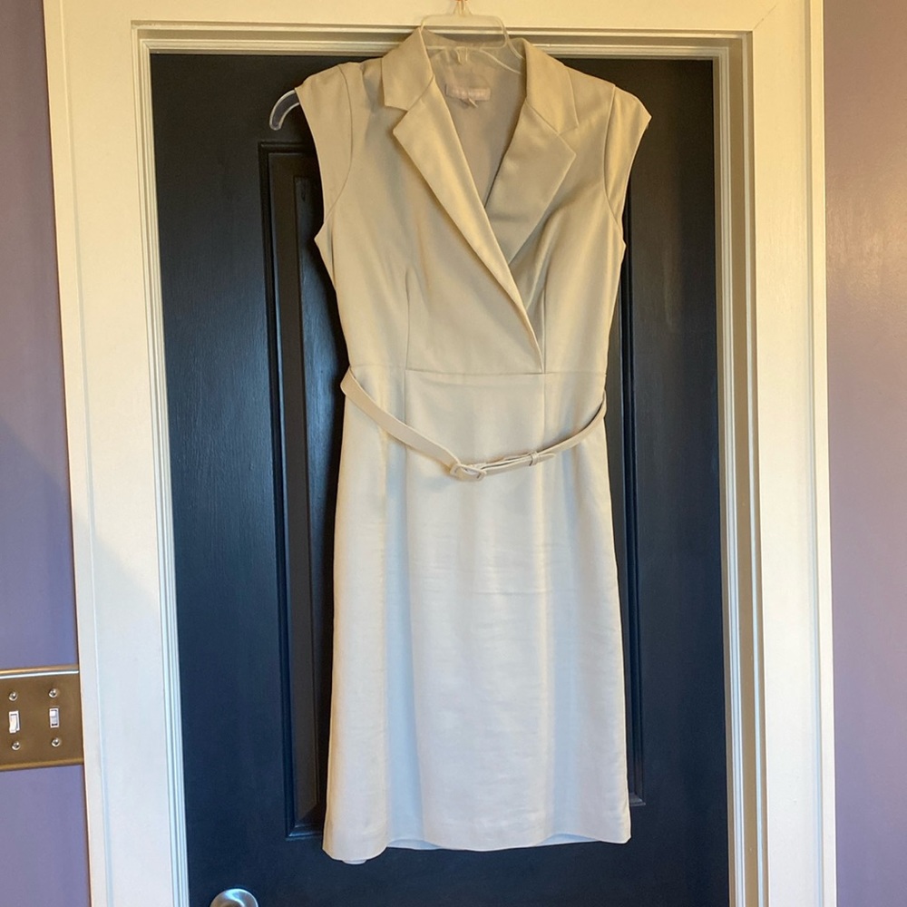 Banana Republic tan collared knee length dress